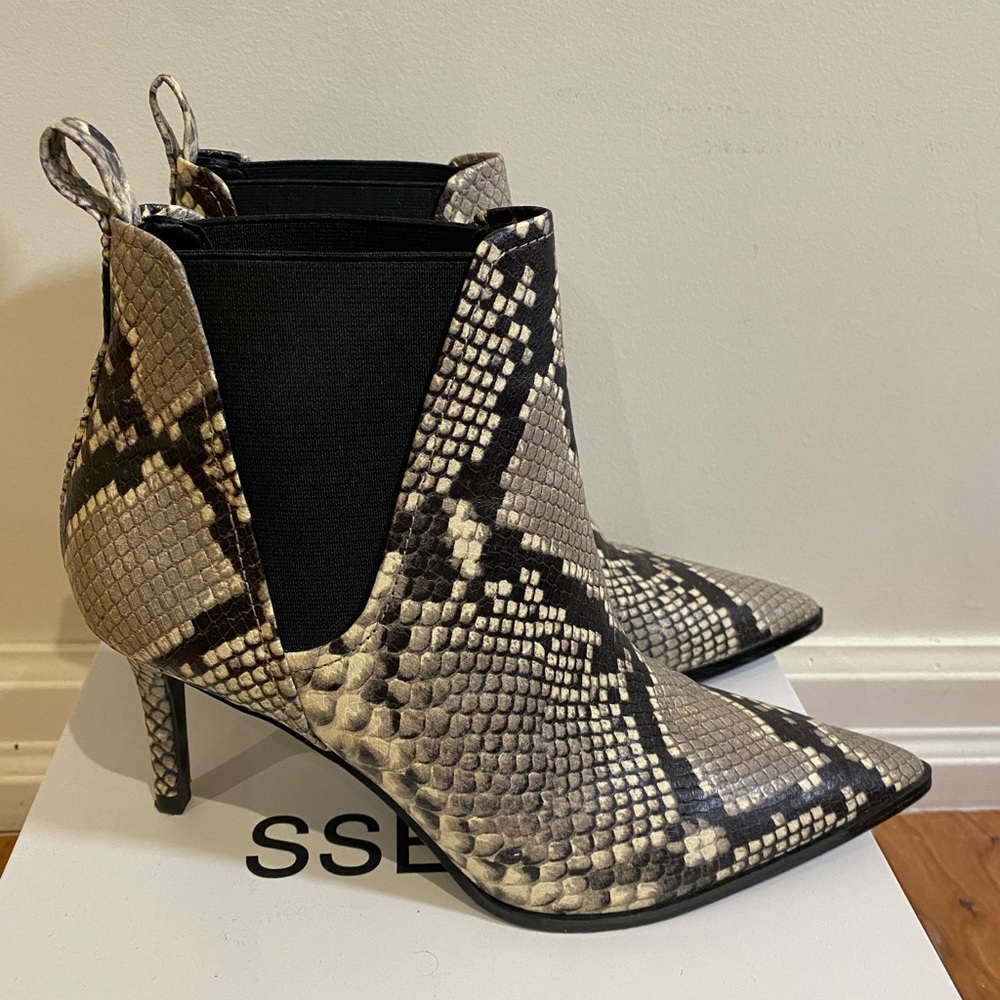 Zara heeled snakeskin boots